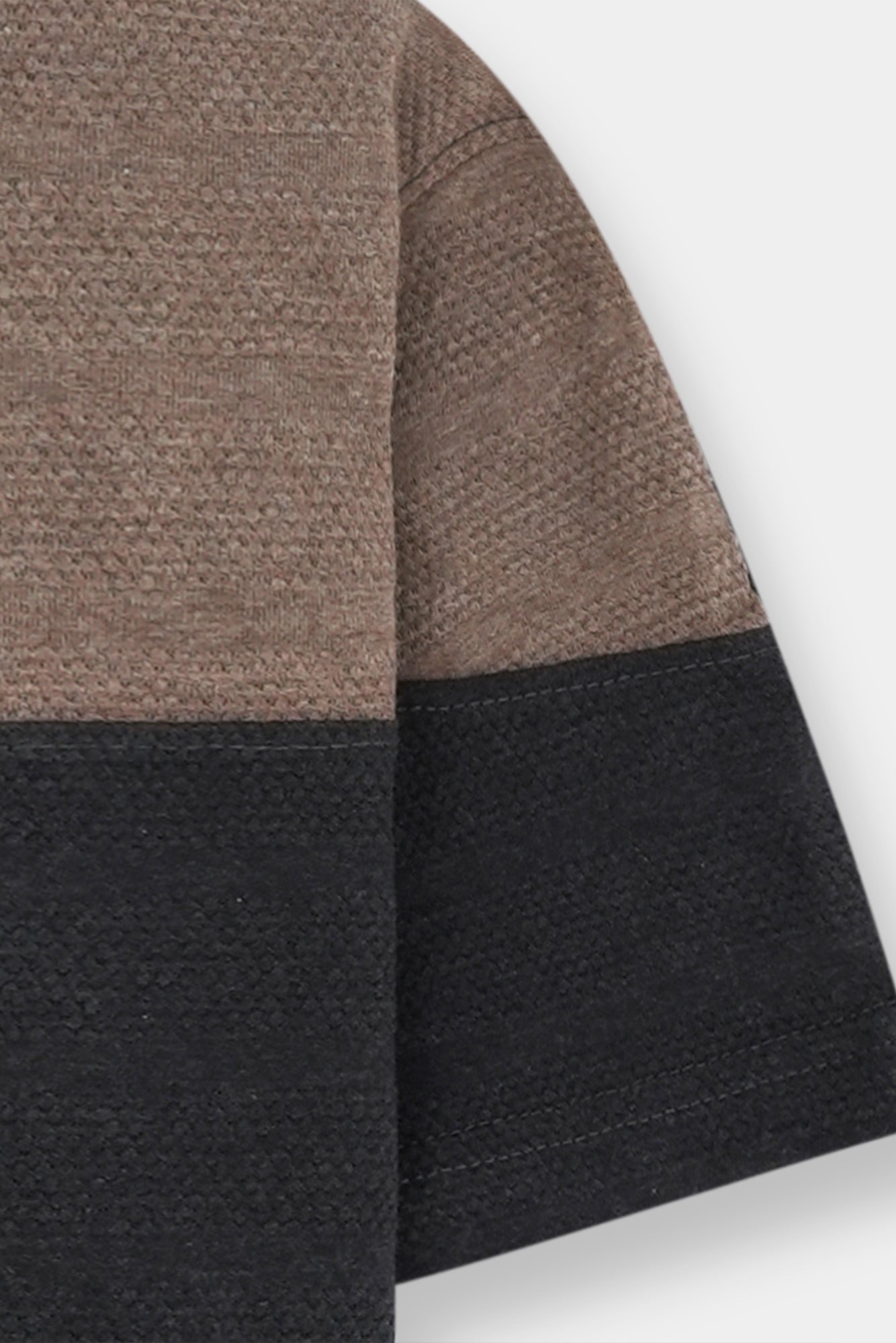 Charcoal Beige Panel Round Neck T-Shirt