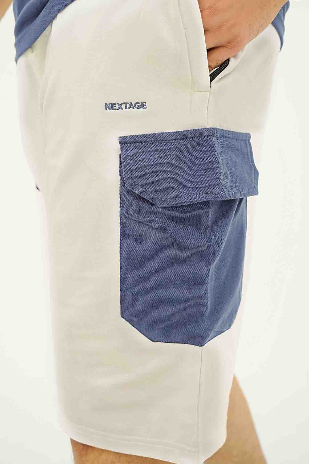 Nextage Blue & White Cargo Short Set