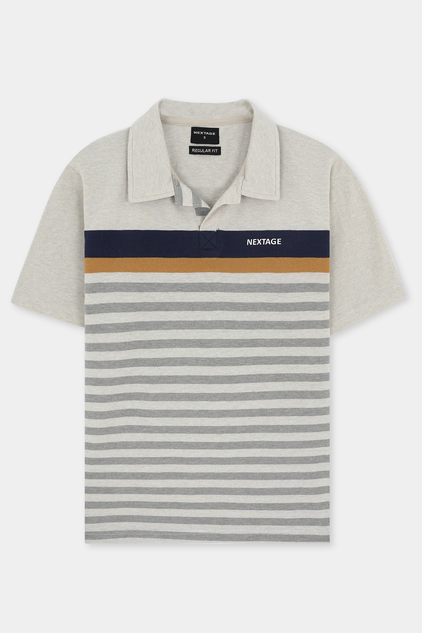 Navy Mustard Stripes Polo Shirt