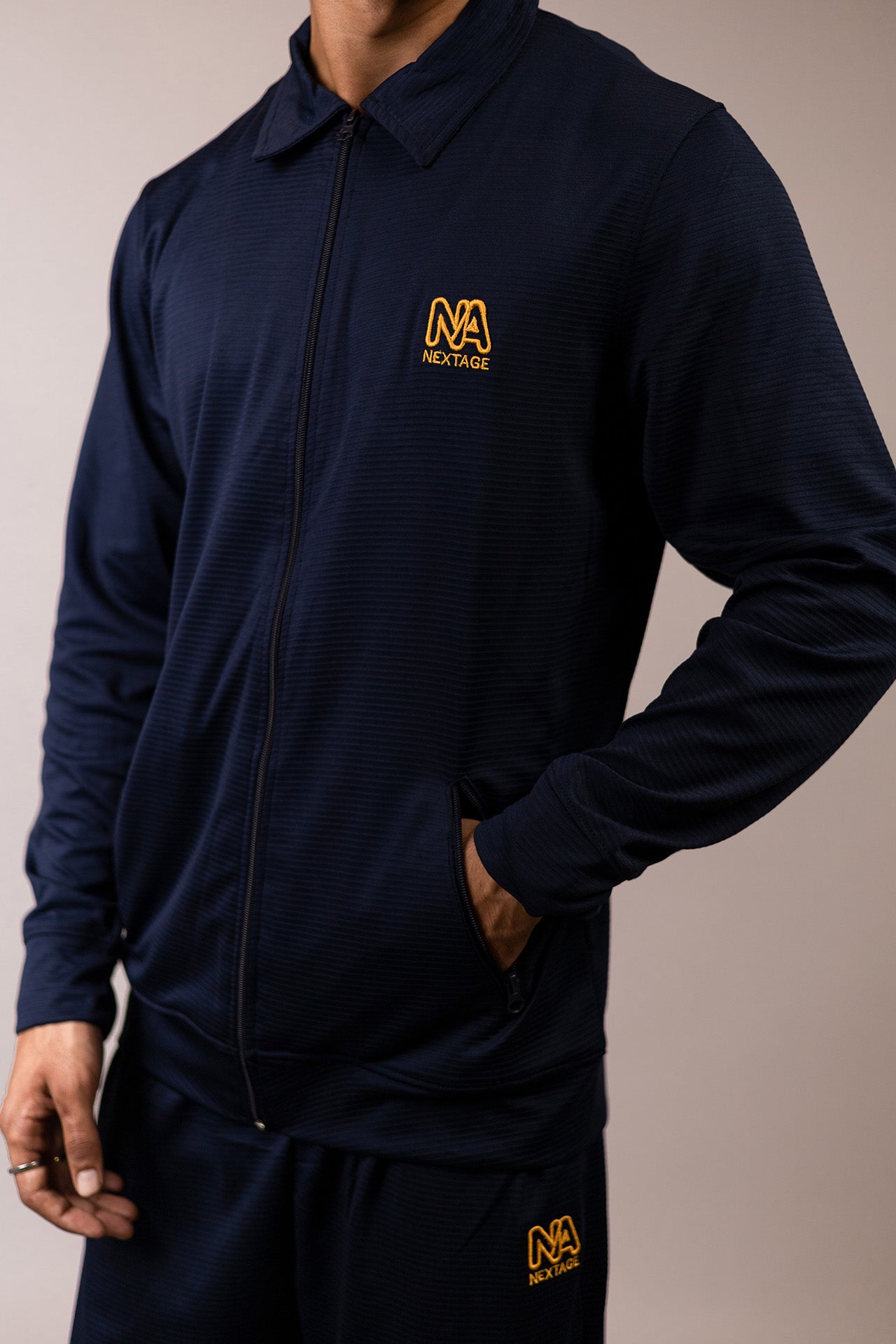 Nextage Navy Relaxed-Fit Zip Tracksuit