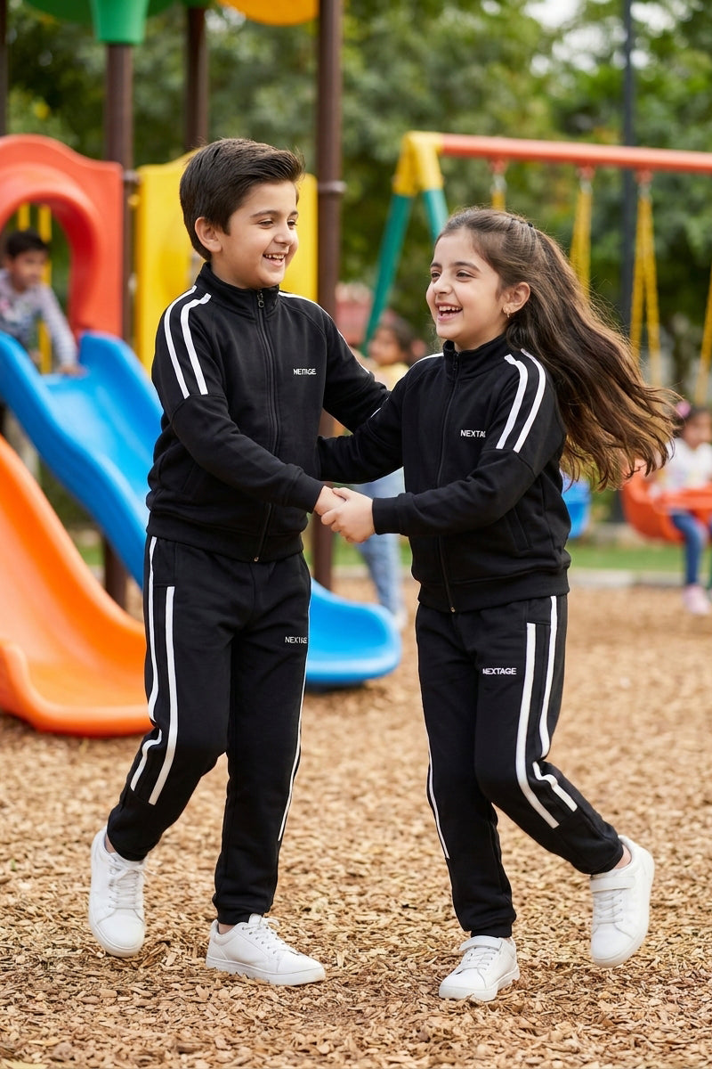 Nextage Kids Black Side Stripe Detail Tracksuit