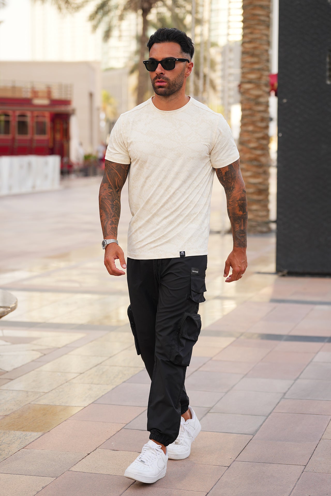 Nextage Premium Air Mesh Textured Print Cargo Tracksuit