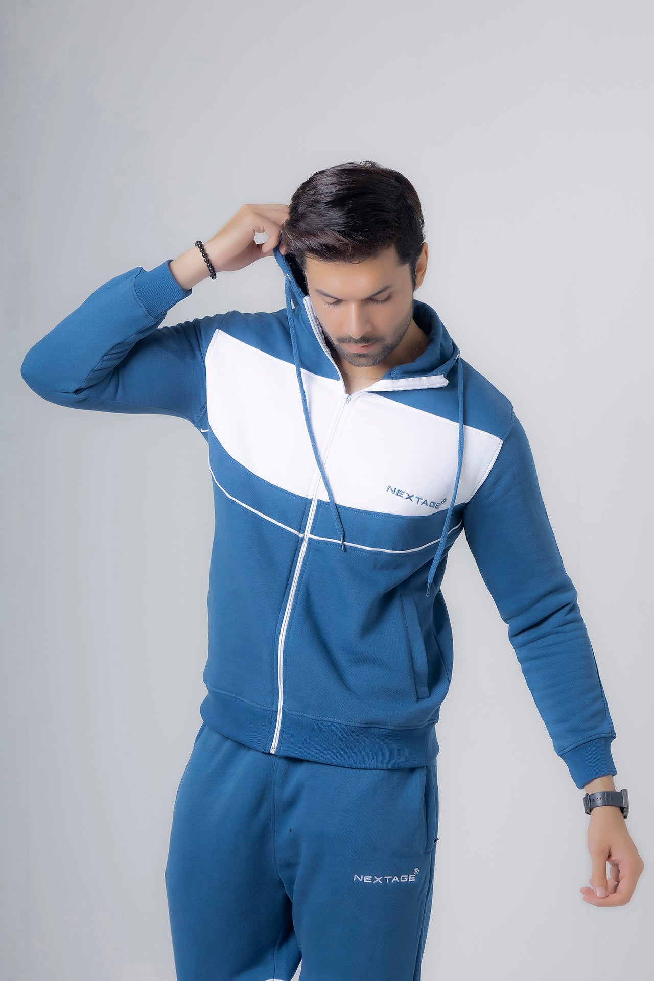 Nextage Blue Piping Detail Hooded Fleece Tracksuit