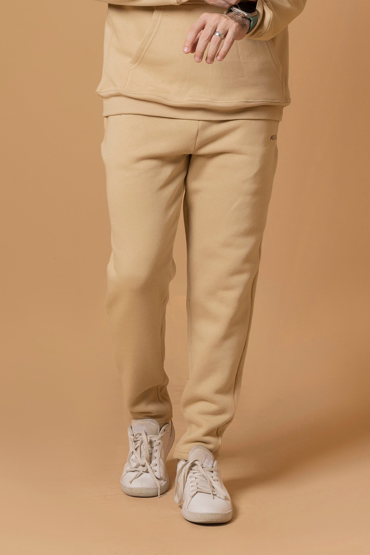 Oatmeal Unique Zipper Slogan Trouser