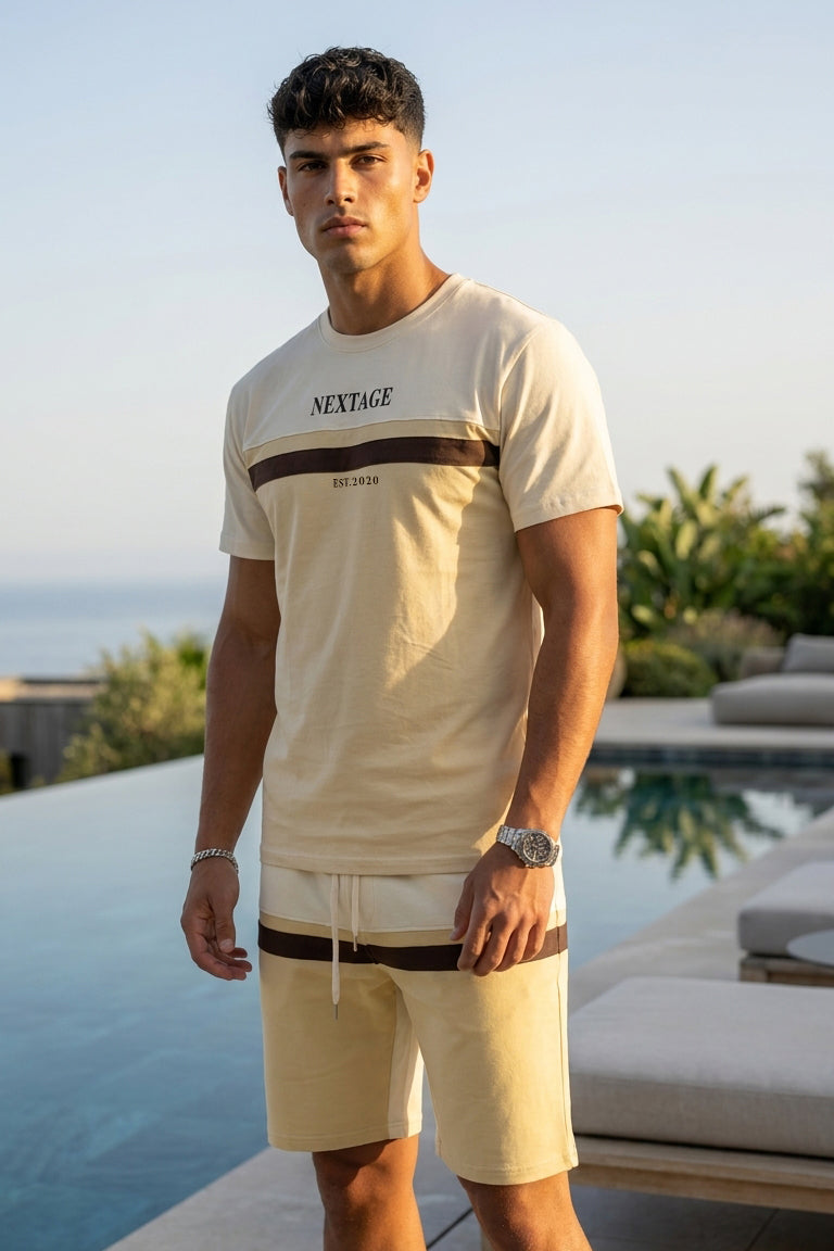 Nextage Cream Stripe Summer Short Set