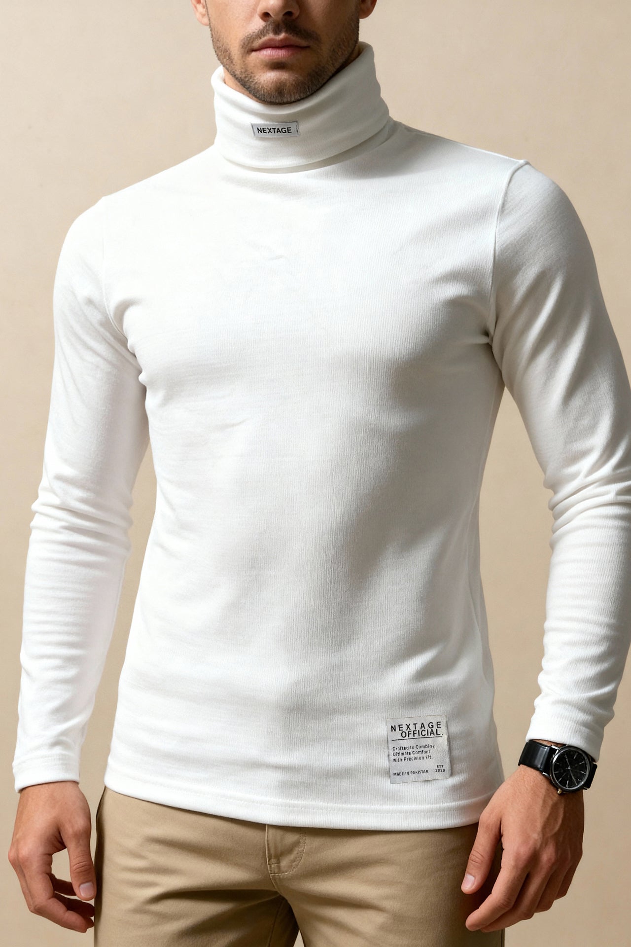 Nextage Essential Cotton Rib Turtleneck