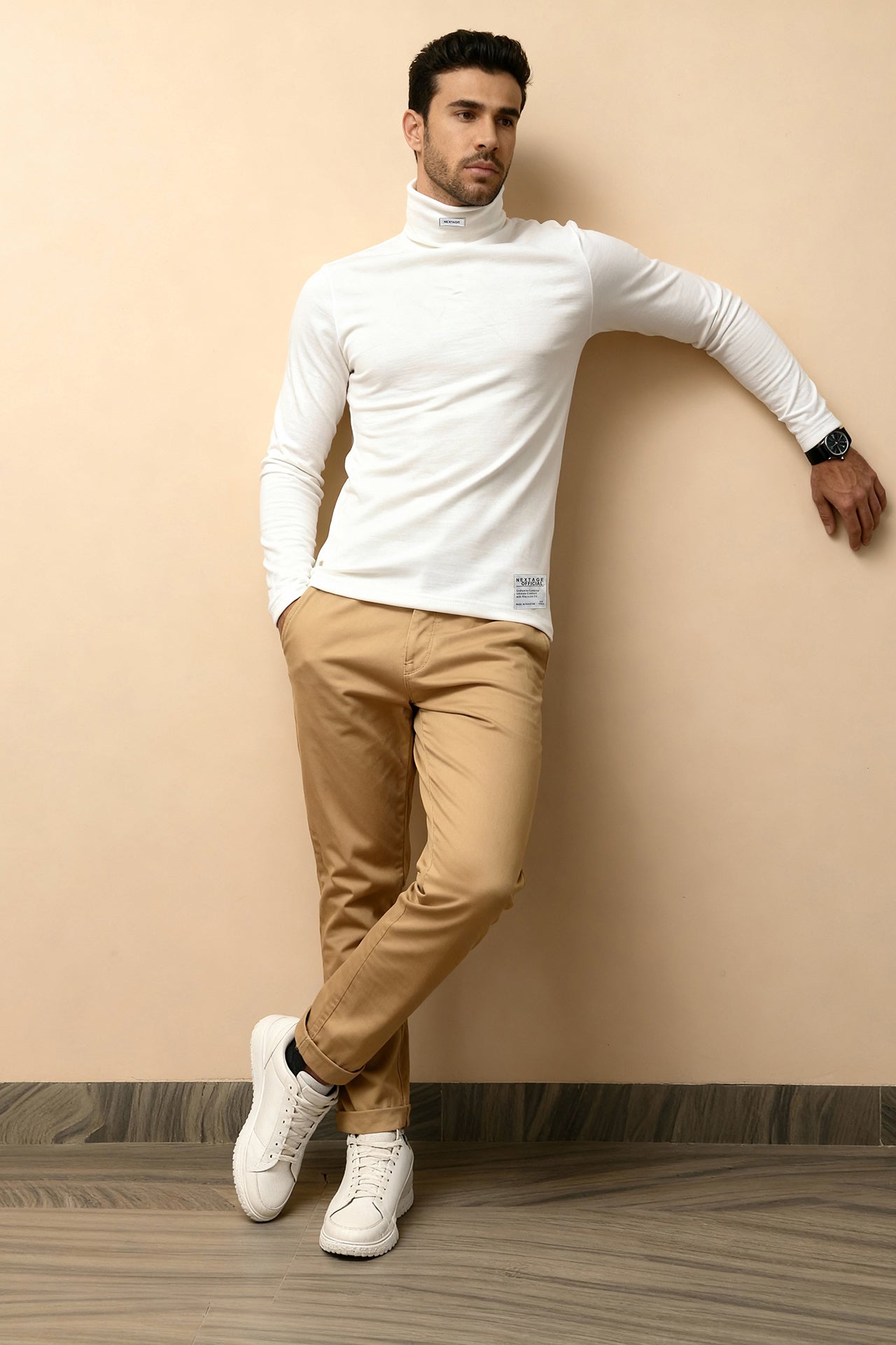 Nextage Essential Cotton Rib Turtleneck