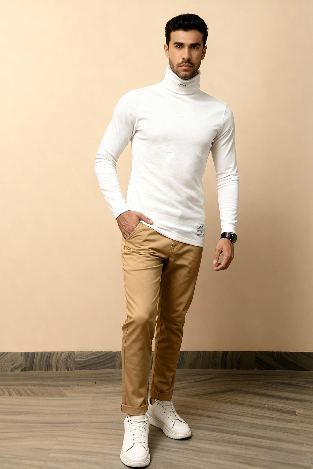 Nextage Essential Cotton Rib Turtleneck