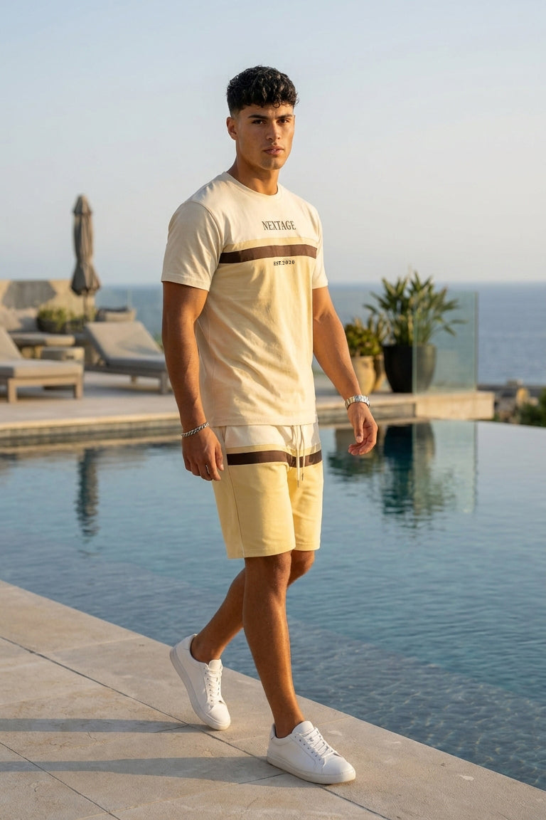 Nextage Cream Stripe Summer Short Set