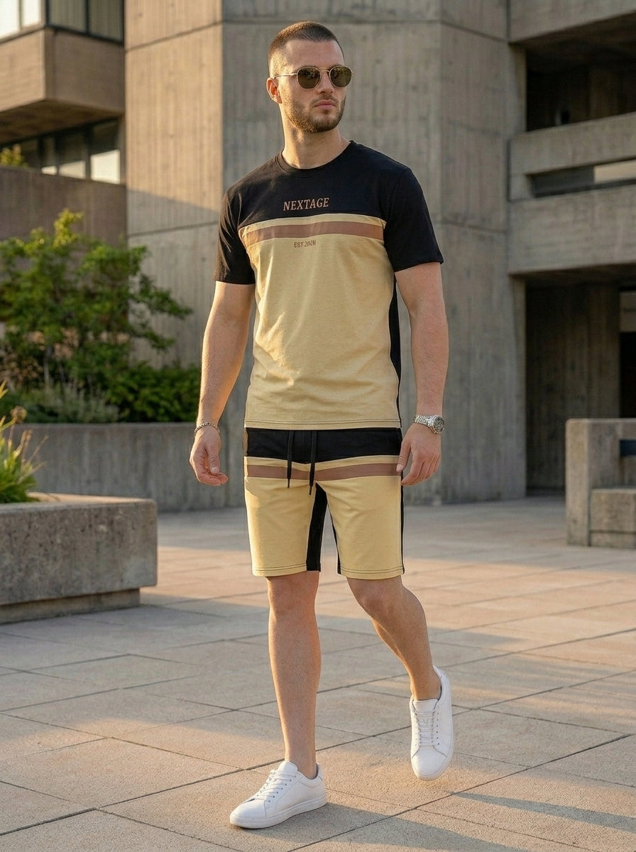 Nextage Black Beige Short Set