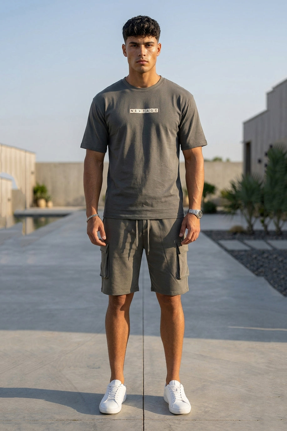 Nextage Ash Grey Cargo Short