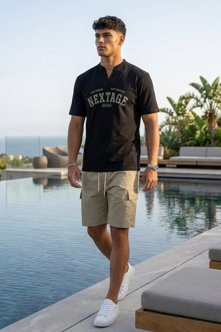 Nextage Black Sand Cargo Short Set