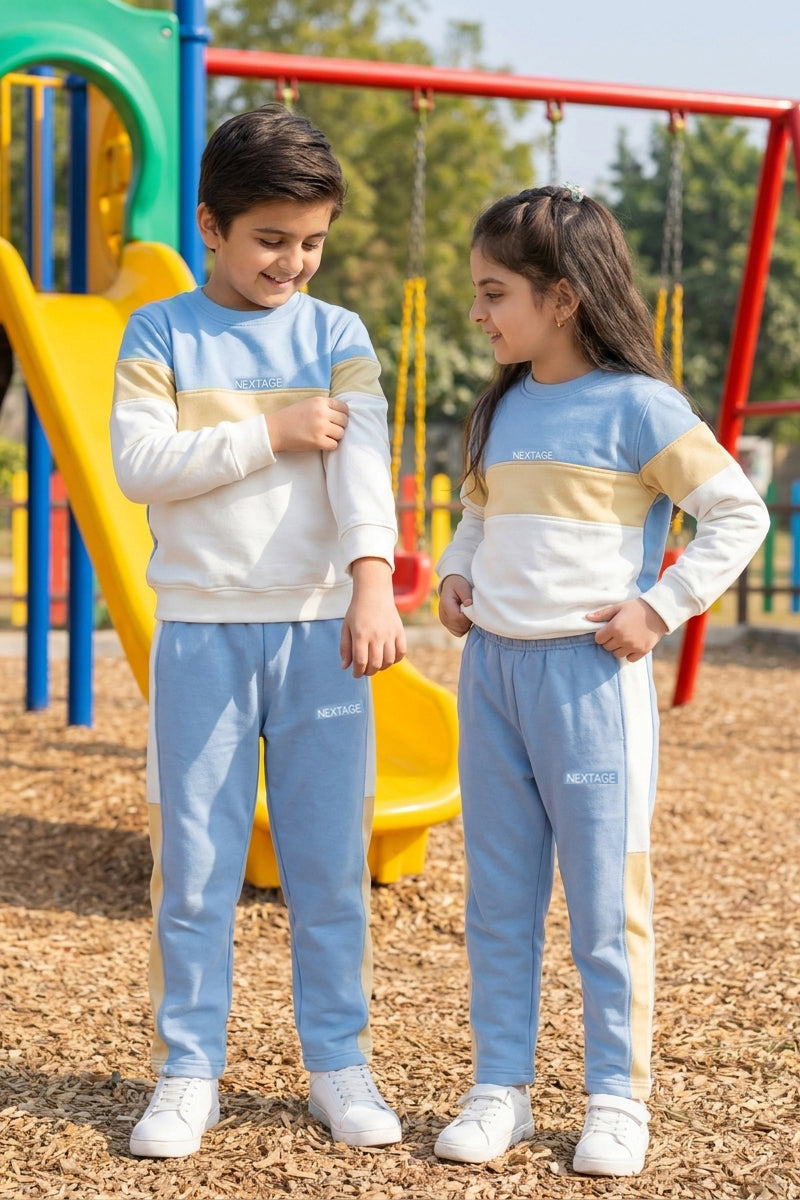Nextage Kids Sky Blue Panel Detail Tracksuit
