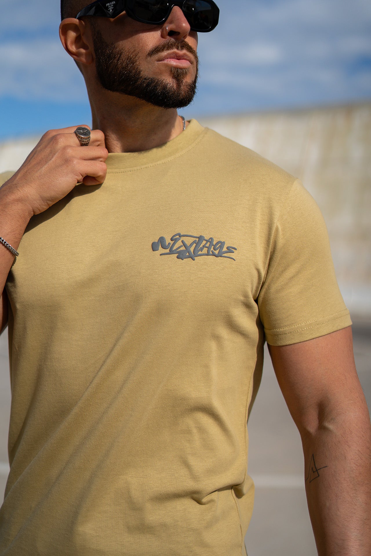 Nextage Khaki Puff Print Slogan Tracksuit