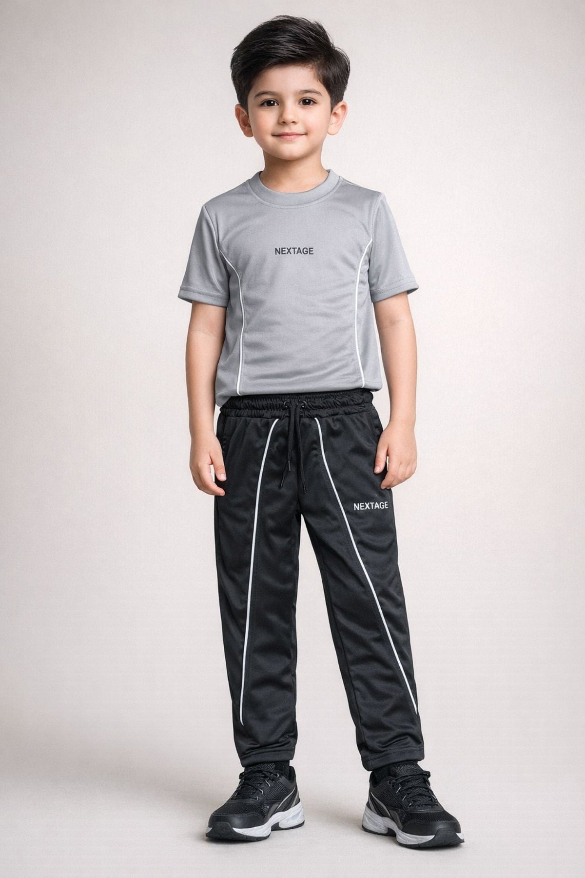 Nextage Kids Sports Grey Black Tracksuit | Nextage Pakistan