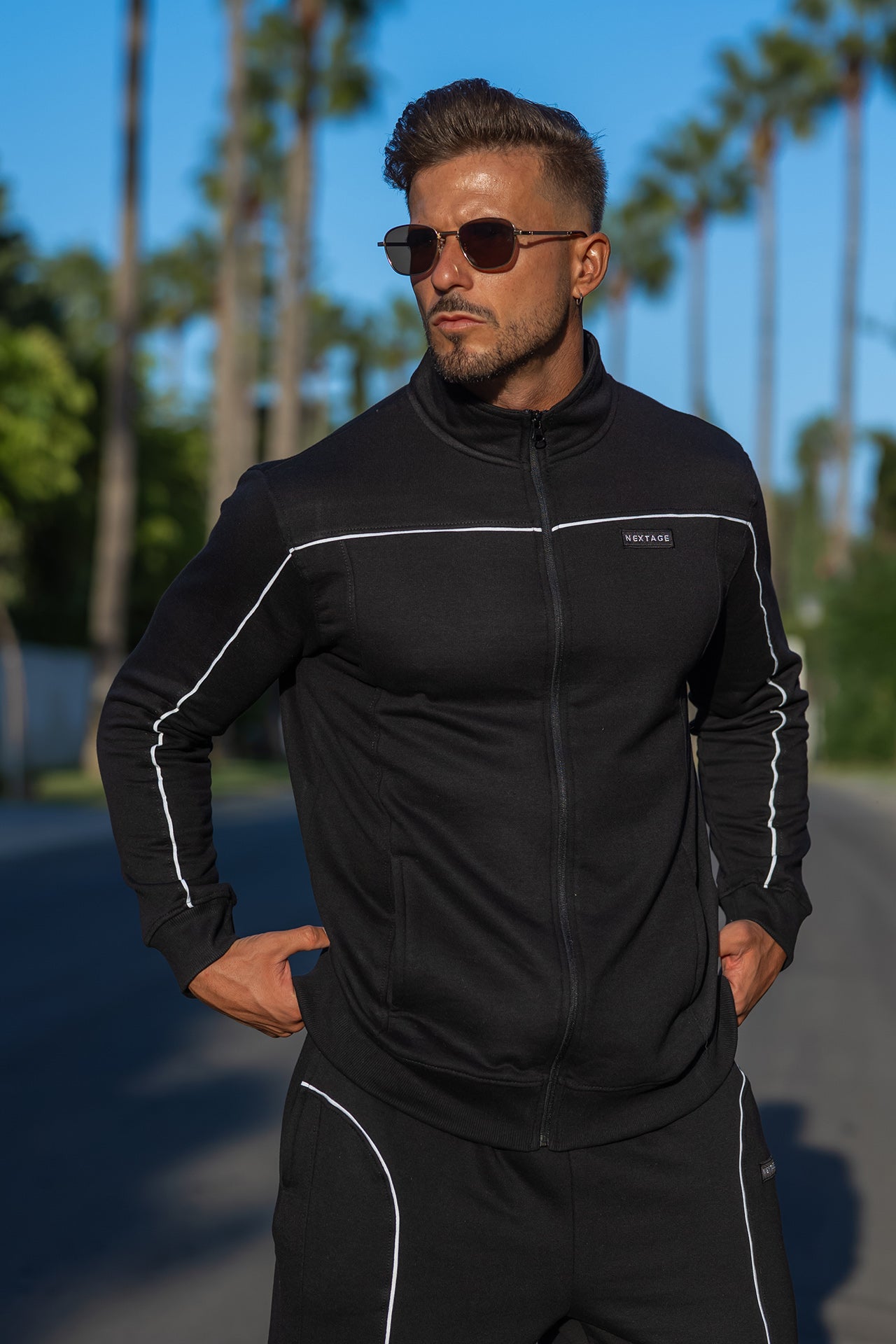 Nextage Black Piping Detail Premium Tracksuit