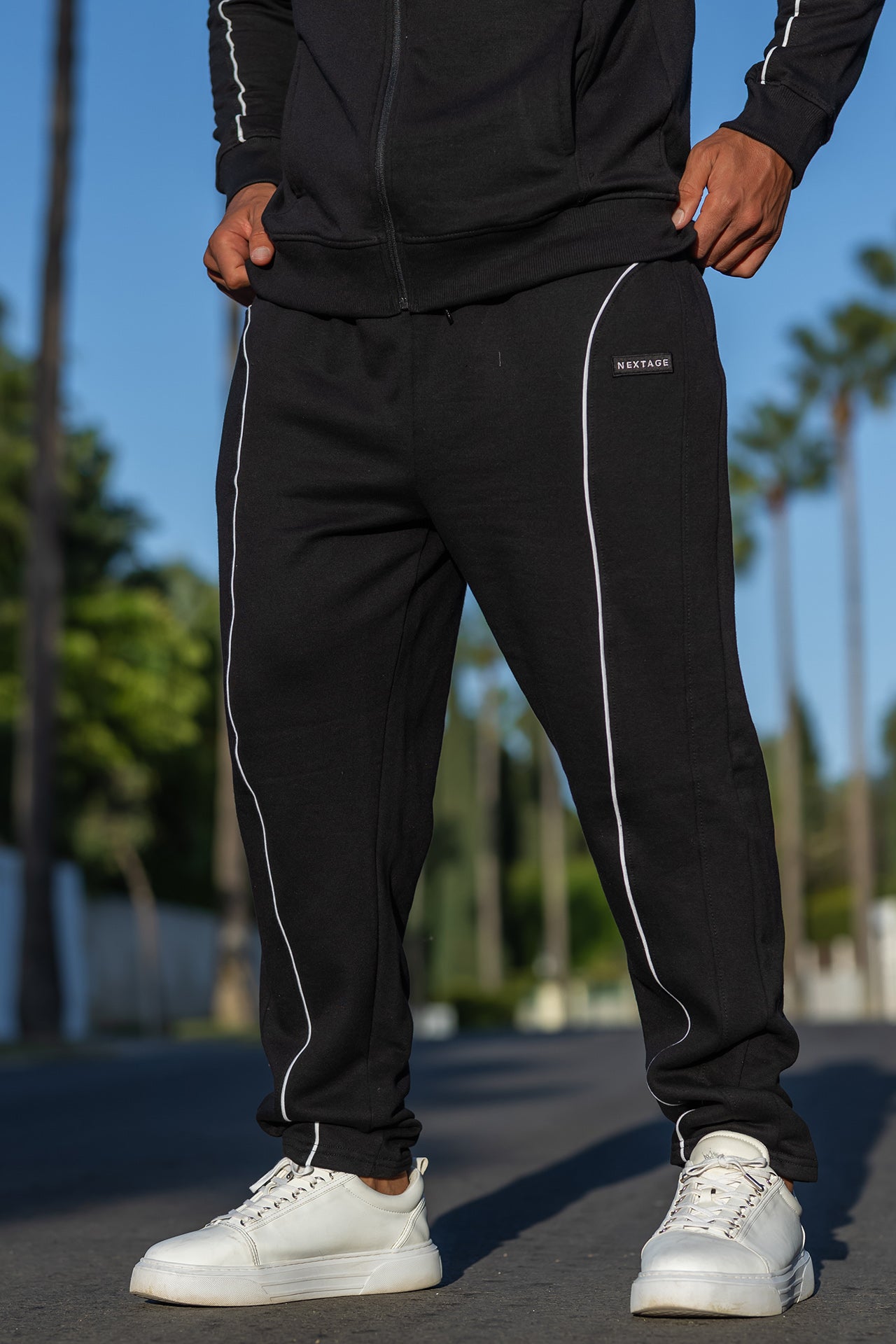 Nextage Black Piping Detail Premium Tracksuit