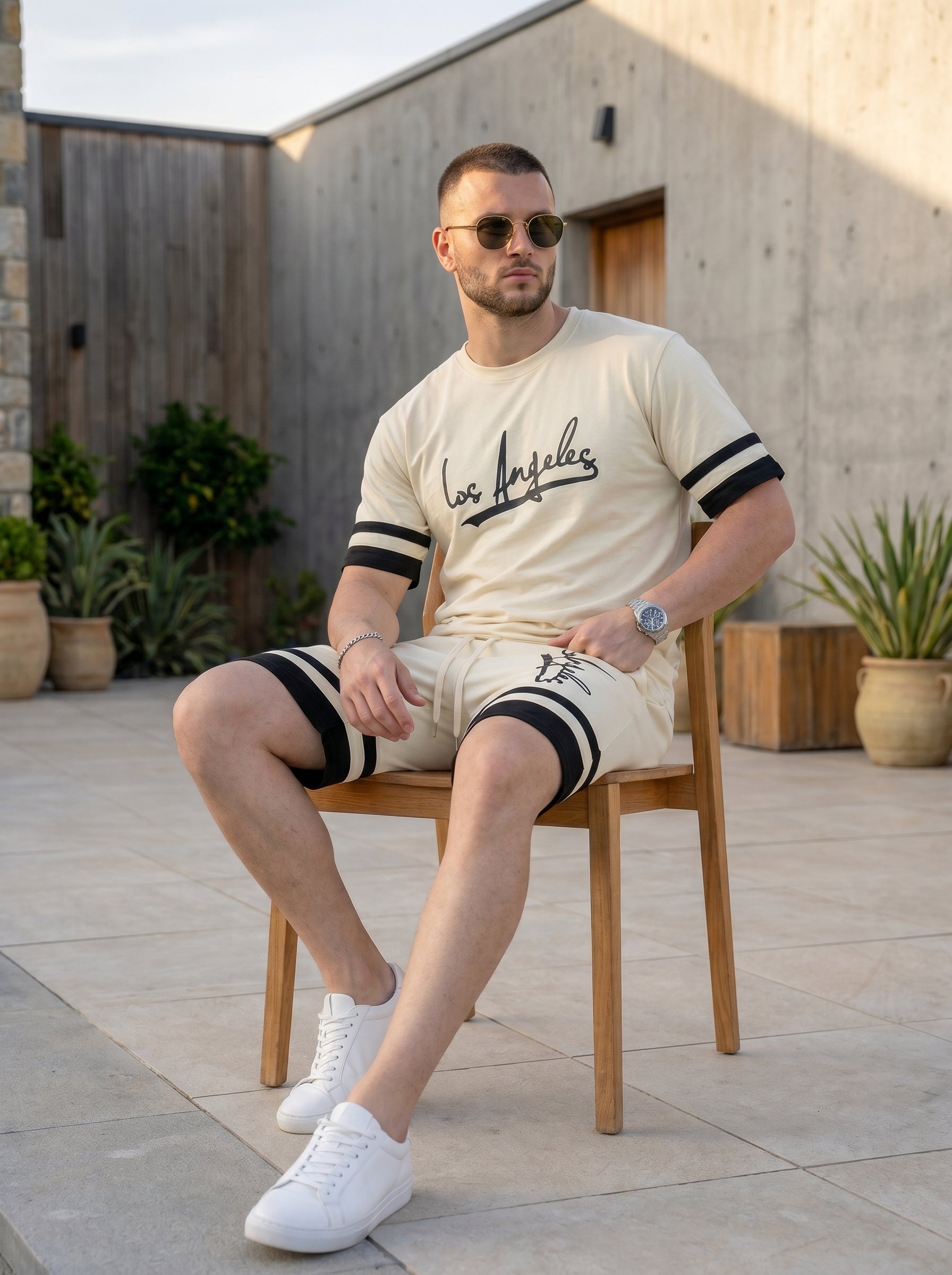 Nextage Graphic Cream Black Short Set