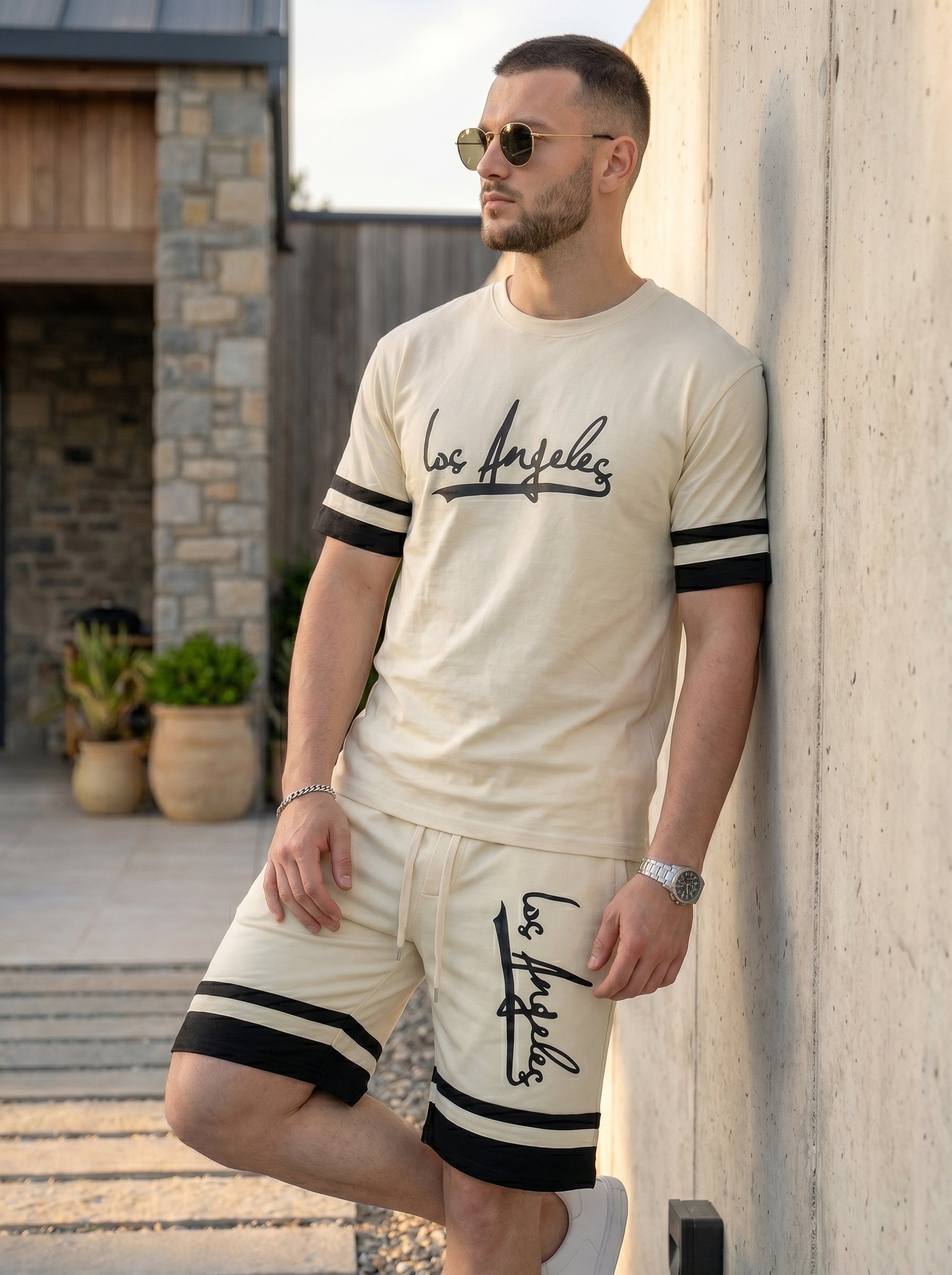 Nextage Graphic Cream Black Short Set