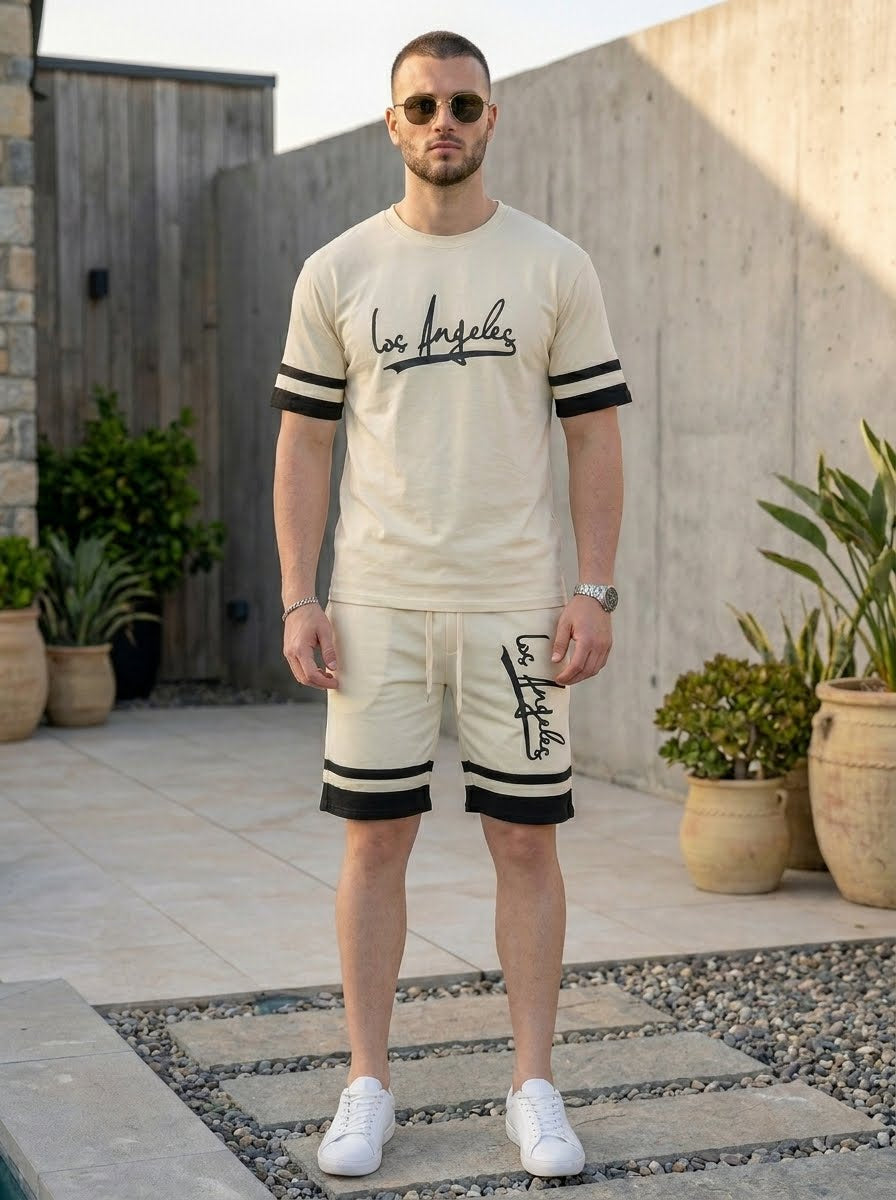 Nextage Graphic Cream Black Short Set
