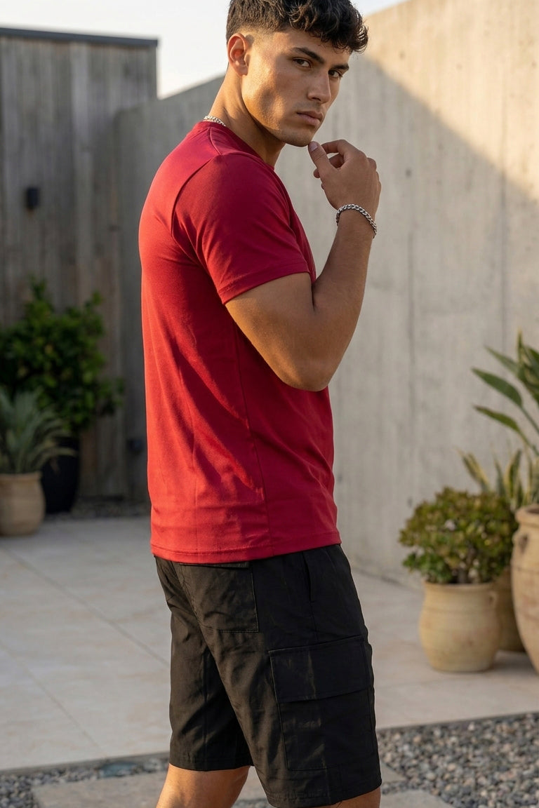 Nextage Maroon Street Cargo Short Set