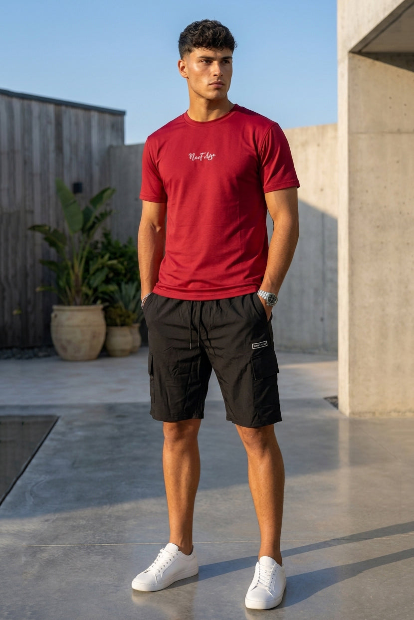 Nextage Maroon Street Cargo Short Set