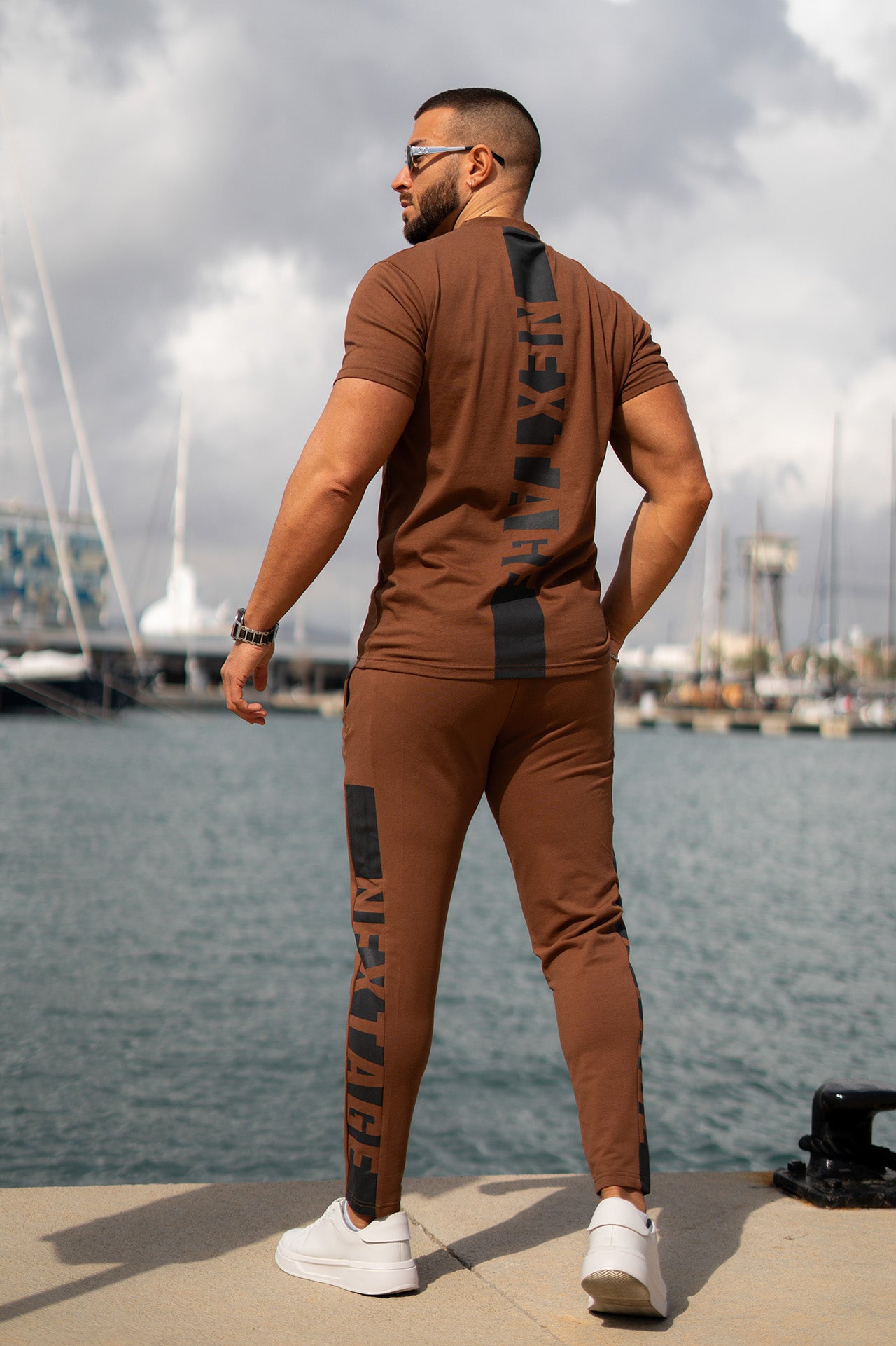 Nextage Coffee Brown Printed Tracksuit