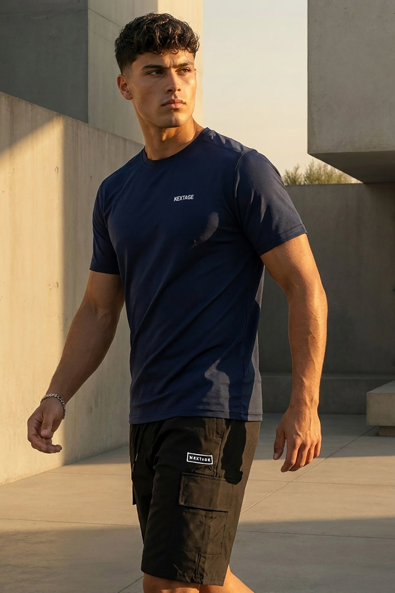 Nextage Navy Black Cargo Short Set