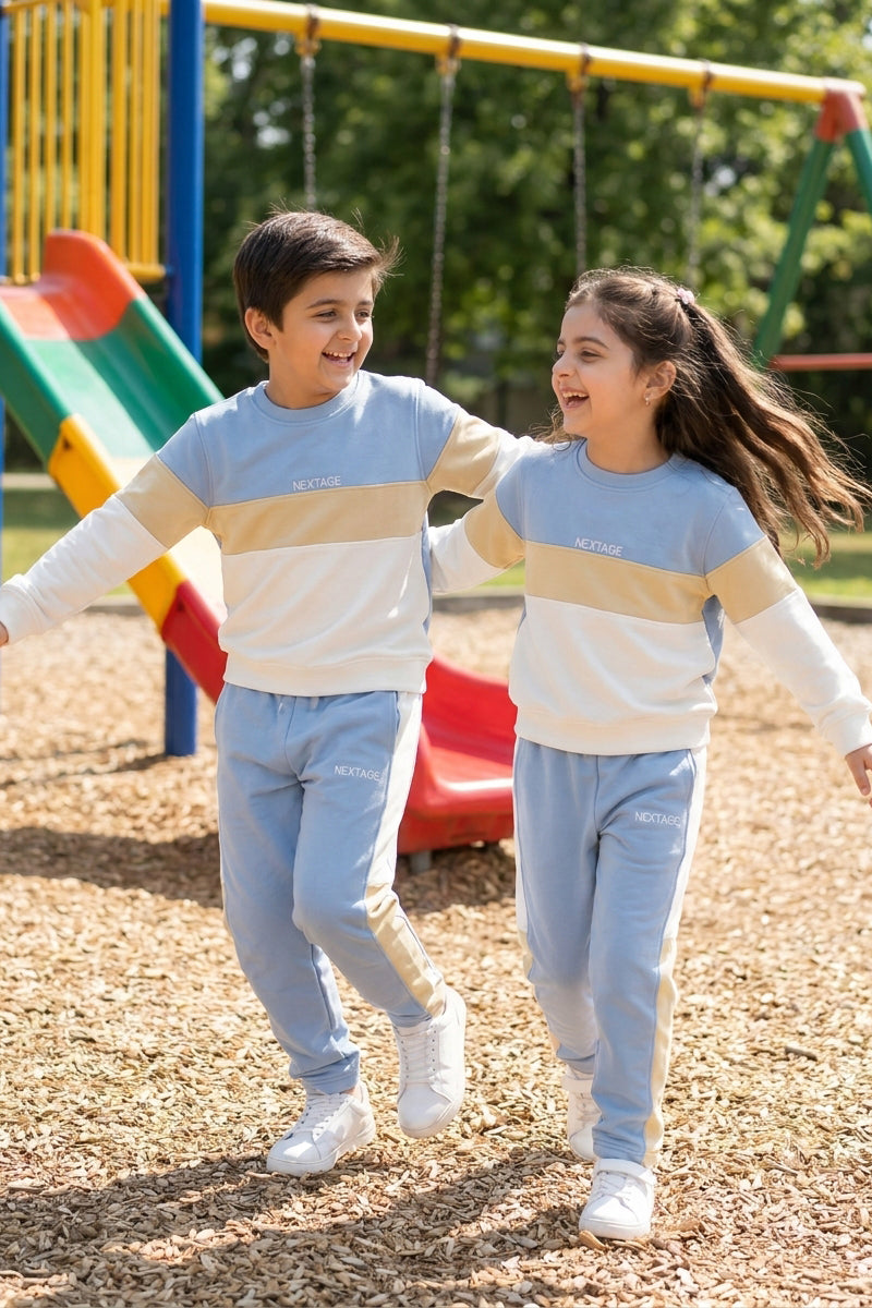 Nextage Kids Sky Blue Panel Detail Tracksuit