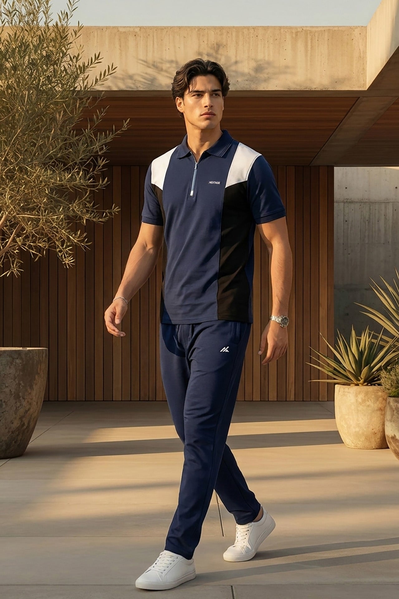 Nextage Apex Color Block Zip Polo Tracksuit