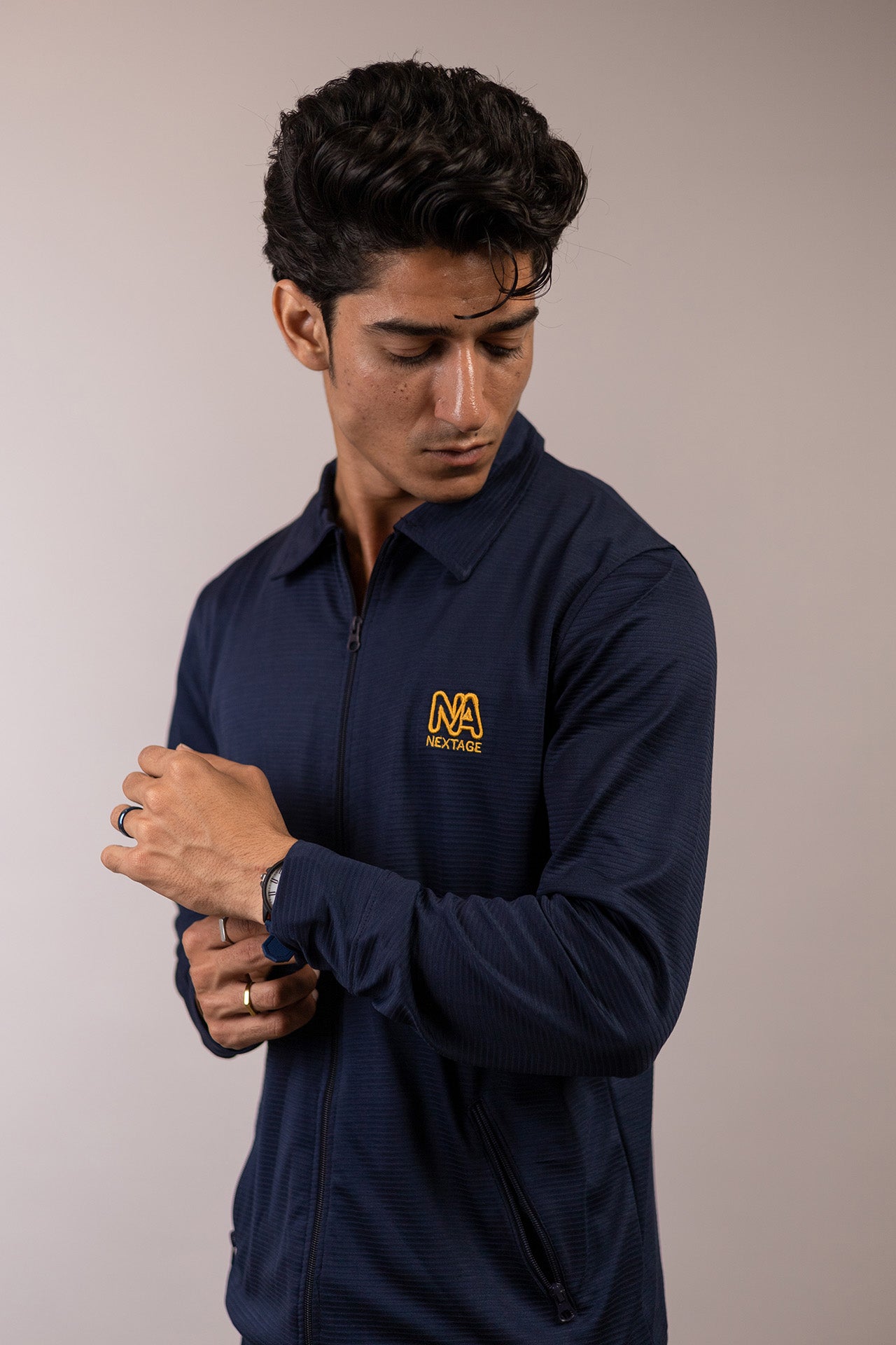 Nextage Navy Relaxed-Fit Zip Tracksuit