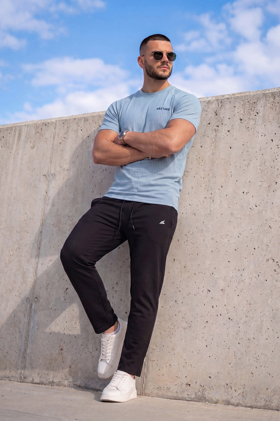 Nylon Mesh Ice Blue Summer Tracksuit