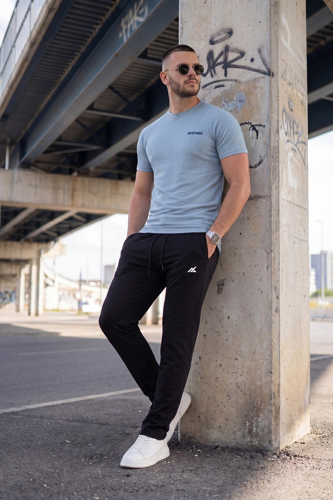 Nylon Mesh Ice Blue Summer Tracksuit