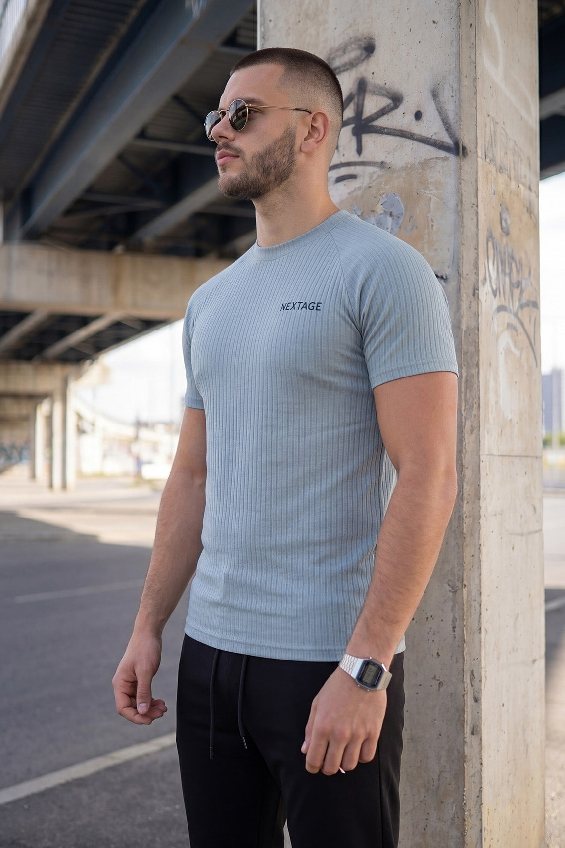 Nylon Mesh Ice Blue Summer Tracksuit