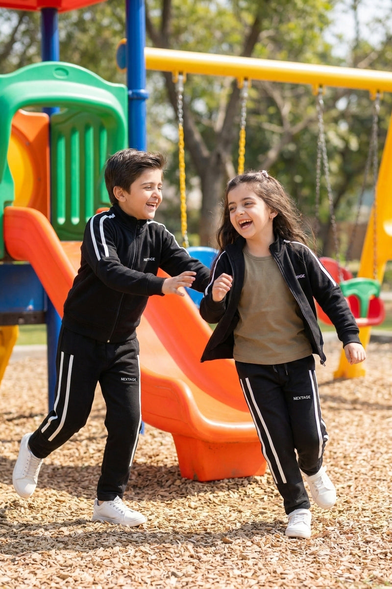 Nextage Kids Black Side Stripe Detail Tracksuit