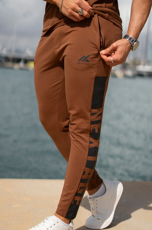 Nextage Coffee Brown Printed Trouser