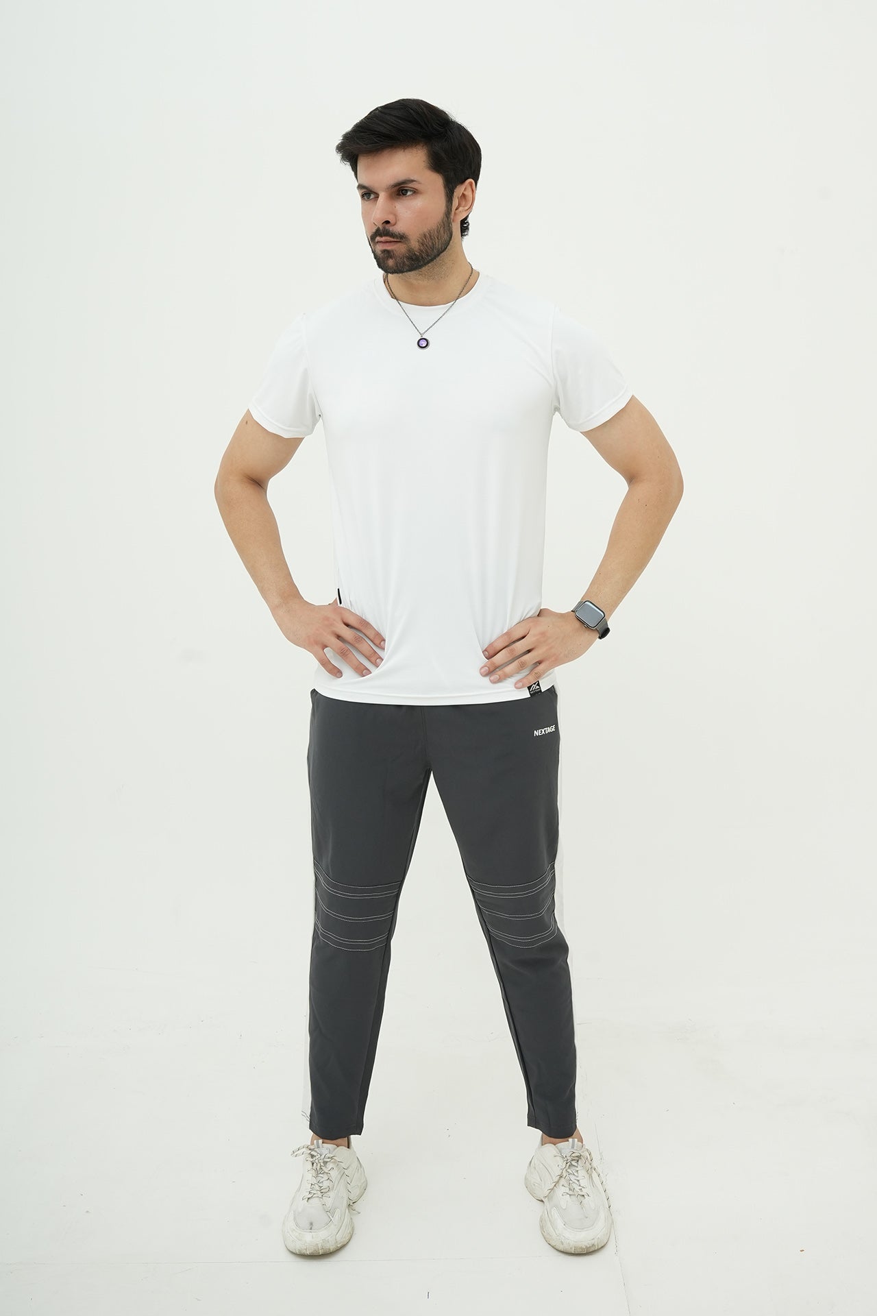 White Grey Air Mesh Spandex Tracksuit