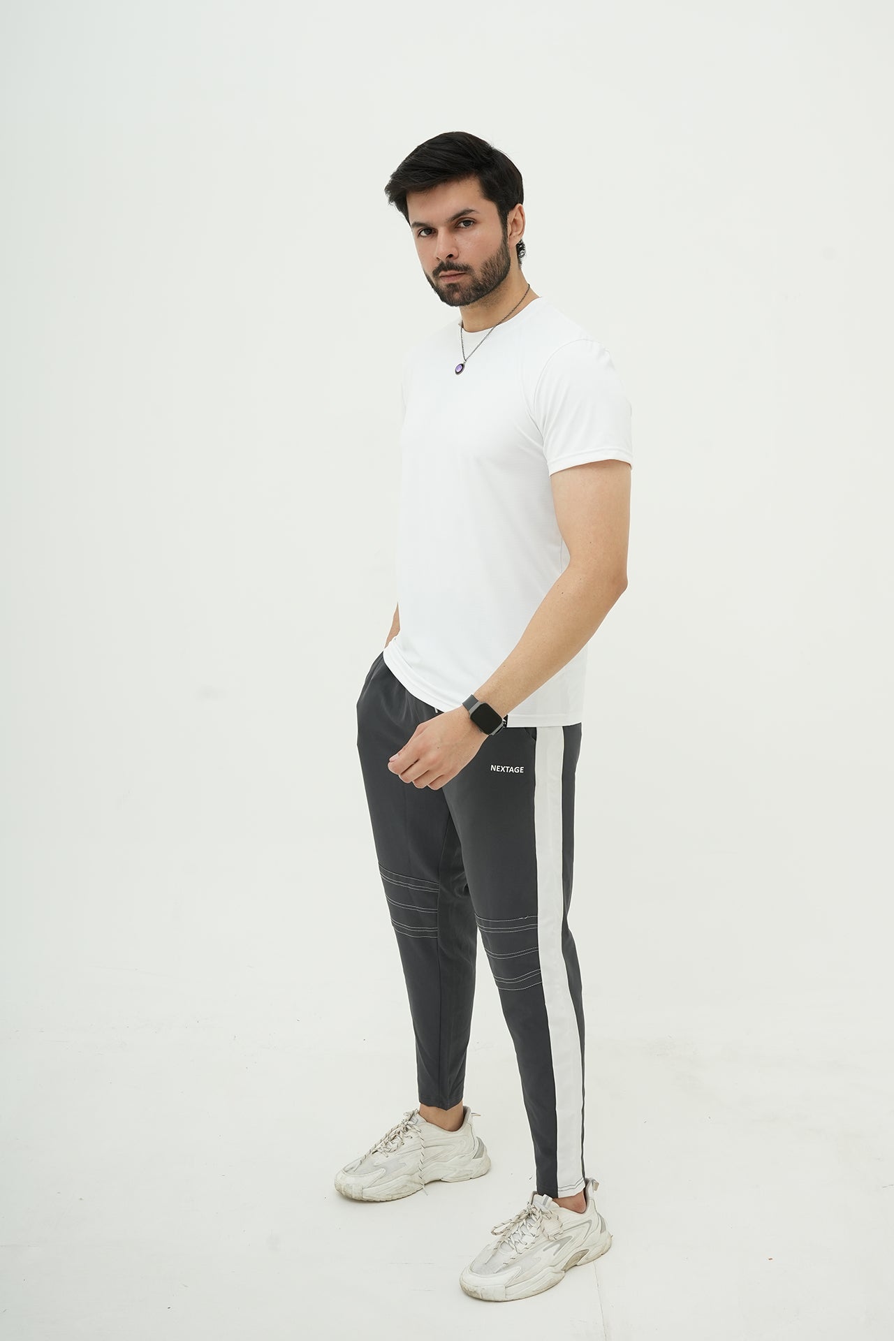 White Grey Air Mesh Spandex Tracksuit