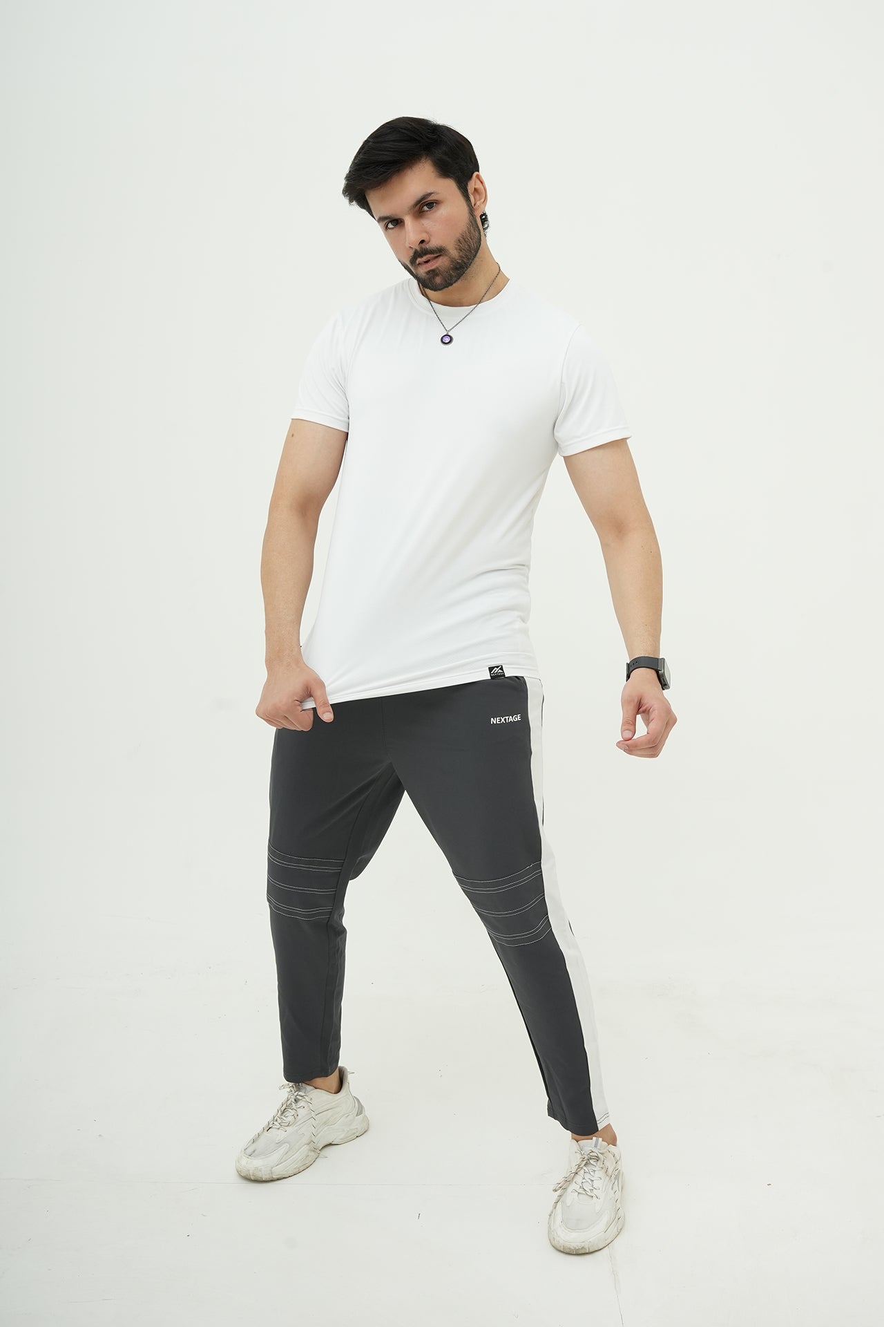 White Grey Air Mesh Spandex Tracksuit