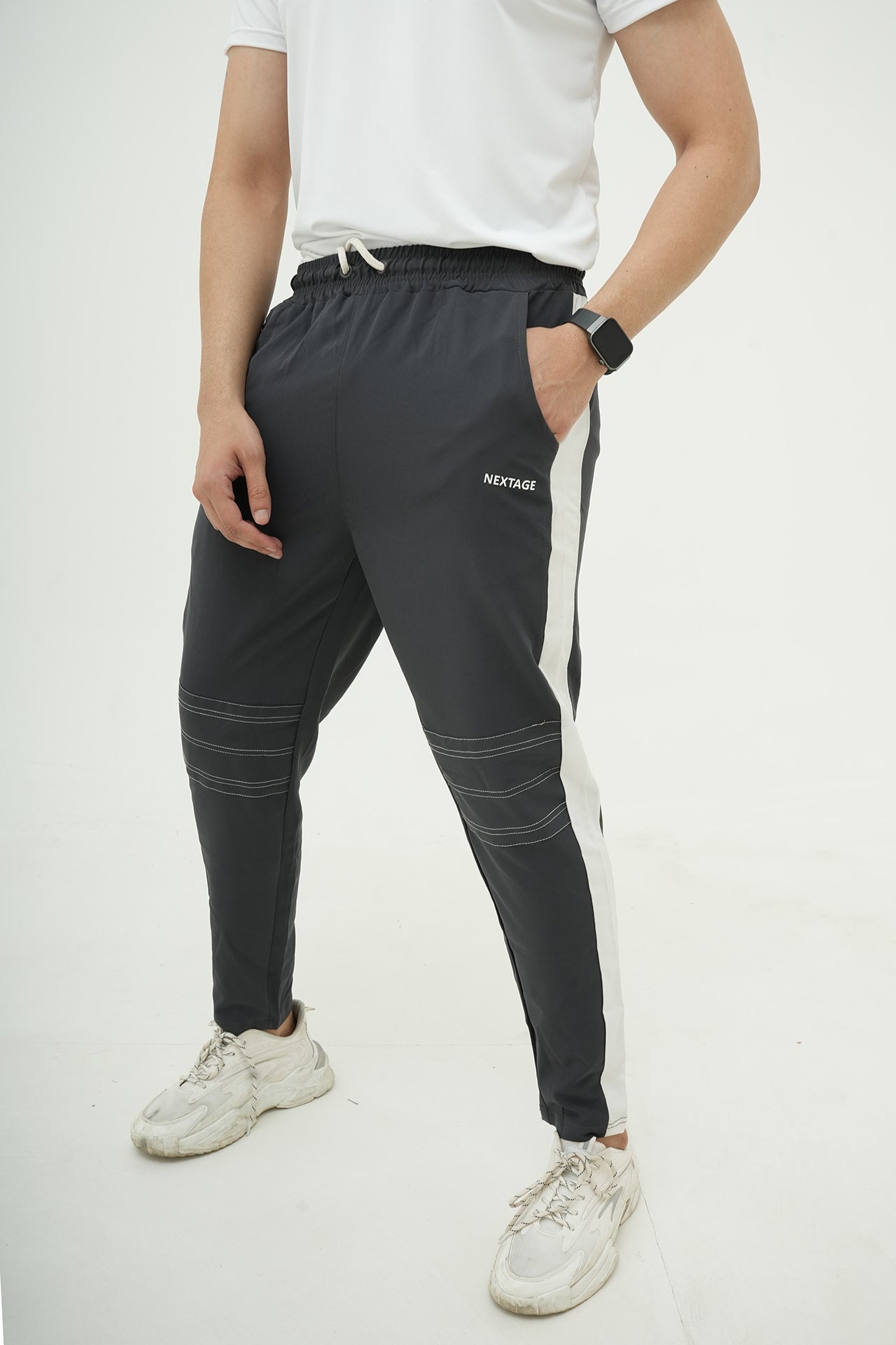 White Grey Air Mesh Spandex Tracksuit