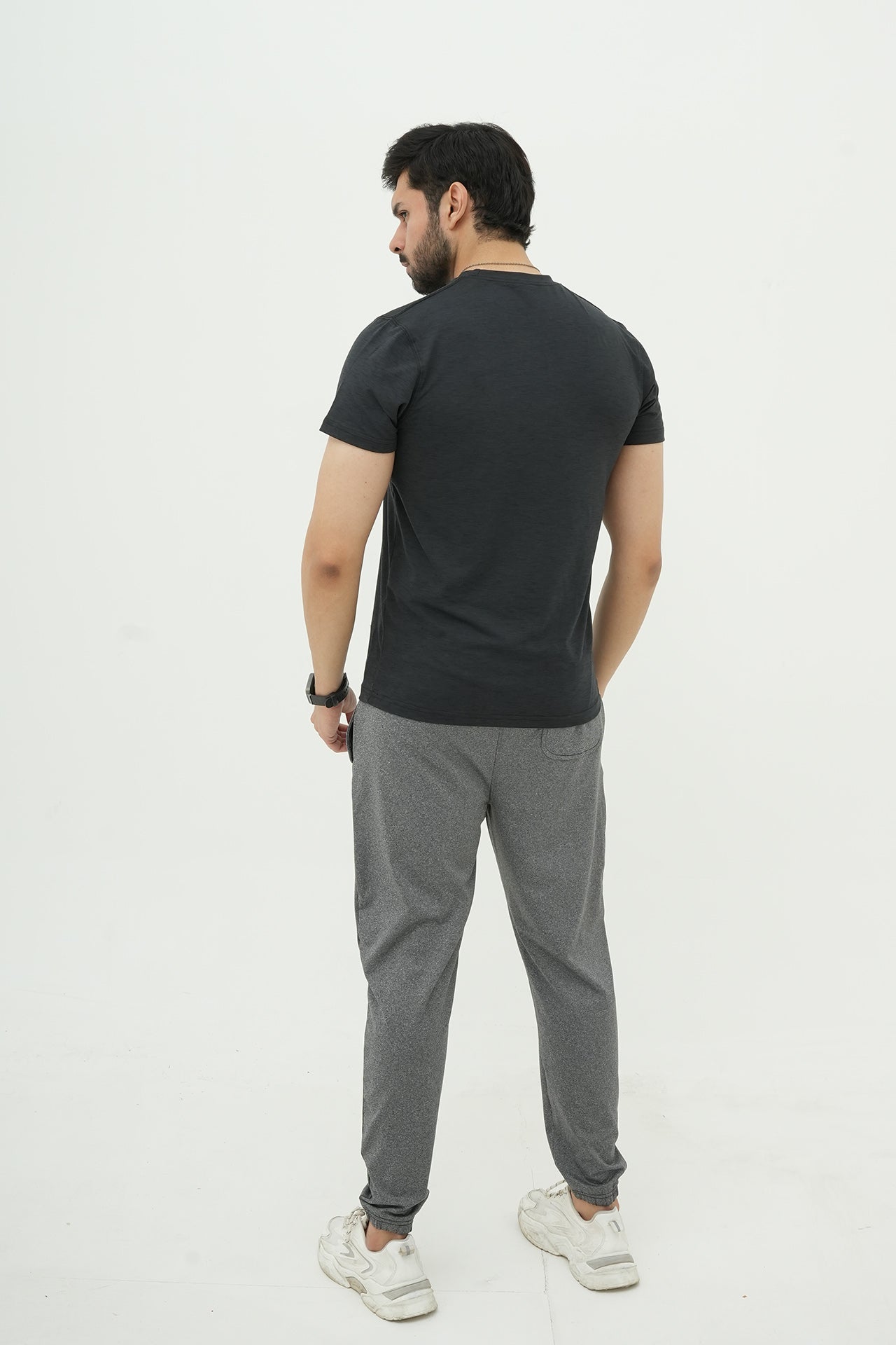Grey Contrast Premium Stretched Melange Tracksuit