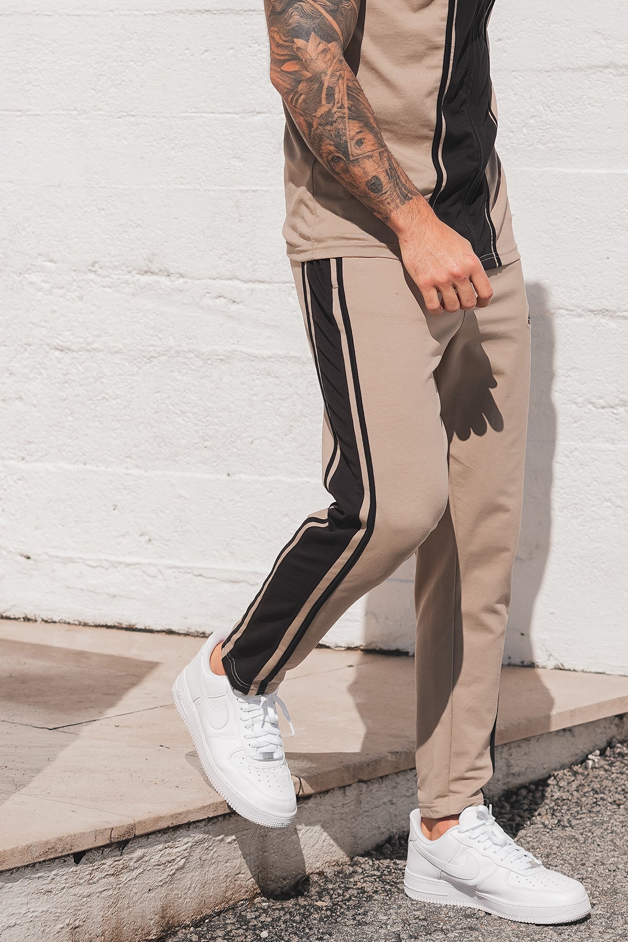Nextage Beige Logo Stripes Tracksuit