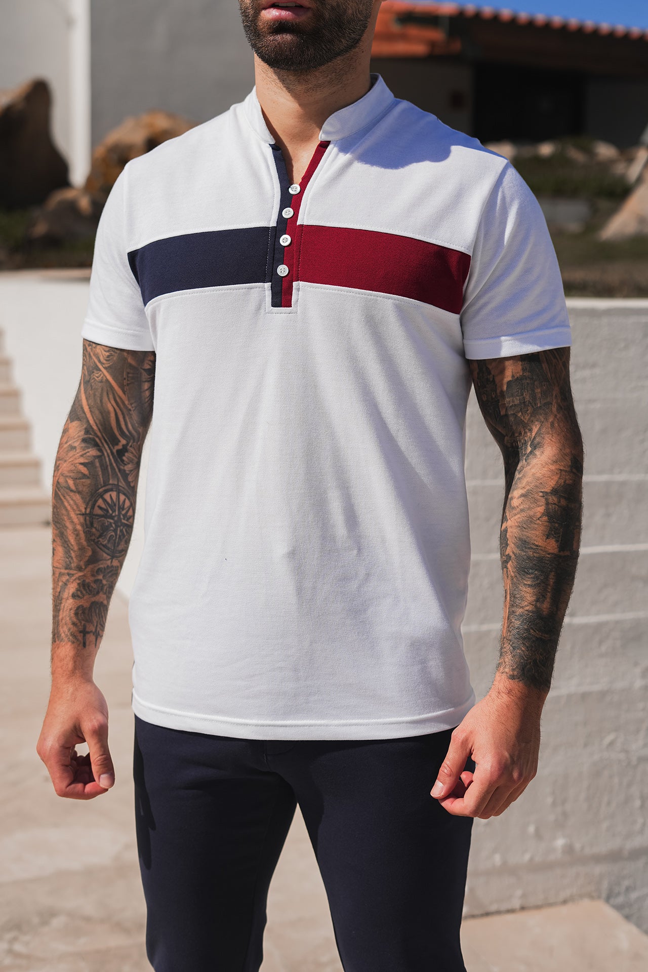 Nextage White Button Polo & Pant Trouser Twinset