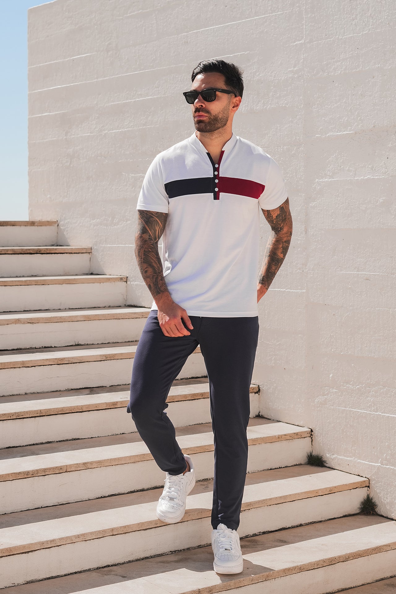 Nextage White Button Polo & Pant Trouser Twinset