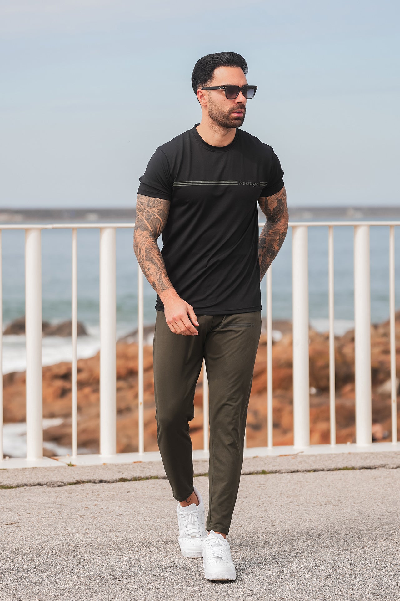 Nextage Black Olive Contras Luxe Stretch Tracksuit