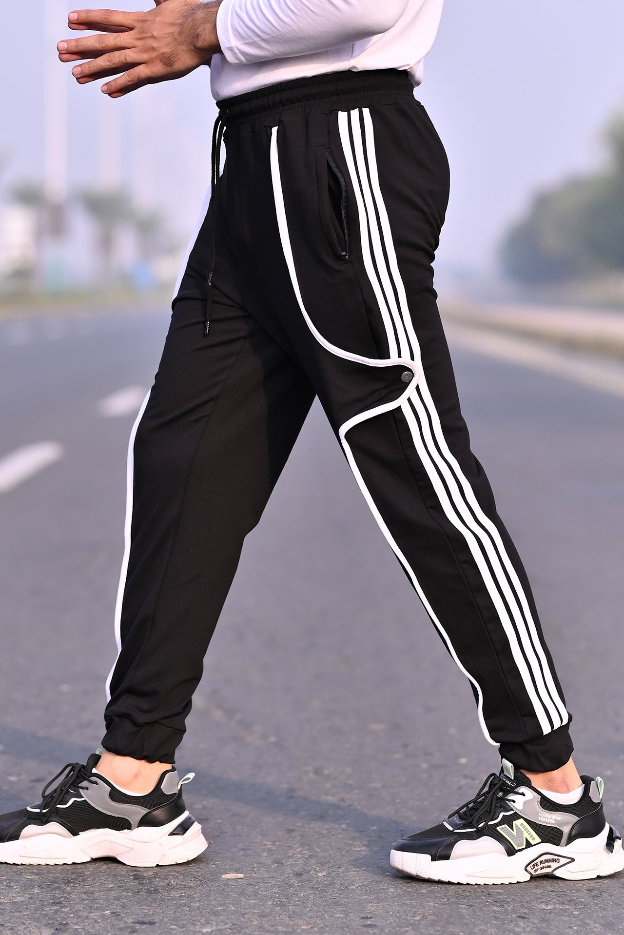 Nextage Black Side Stripe Detail Trouser