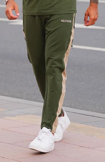Nextage Green Embroidered Side Striped Trouser
