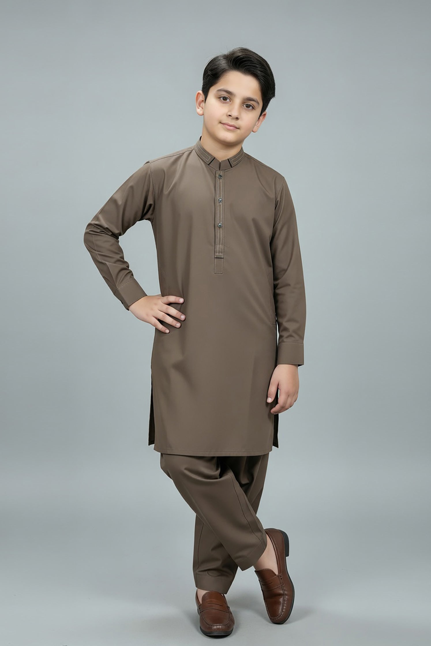 Nextage Kids Brown Kurta Shalwar Set Image 3