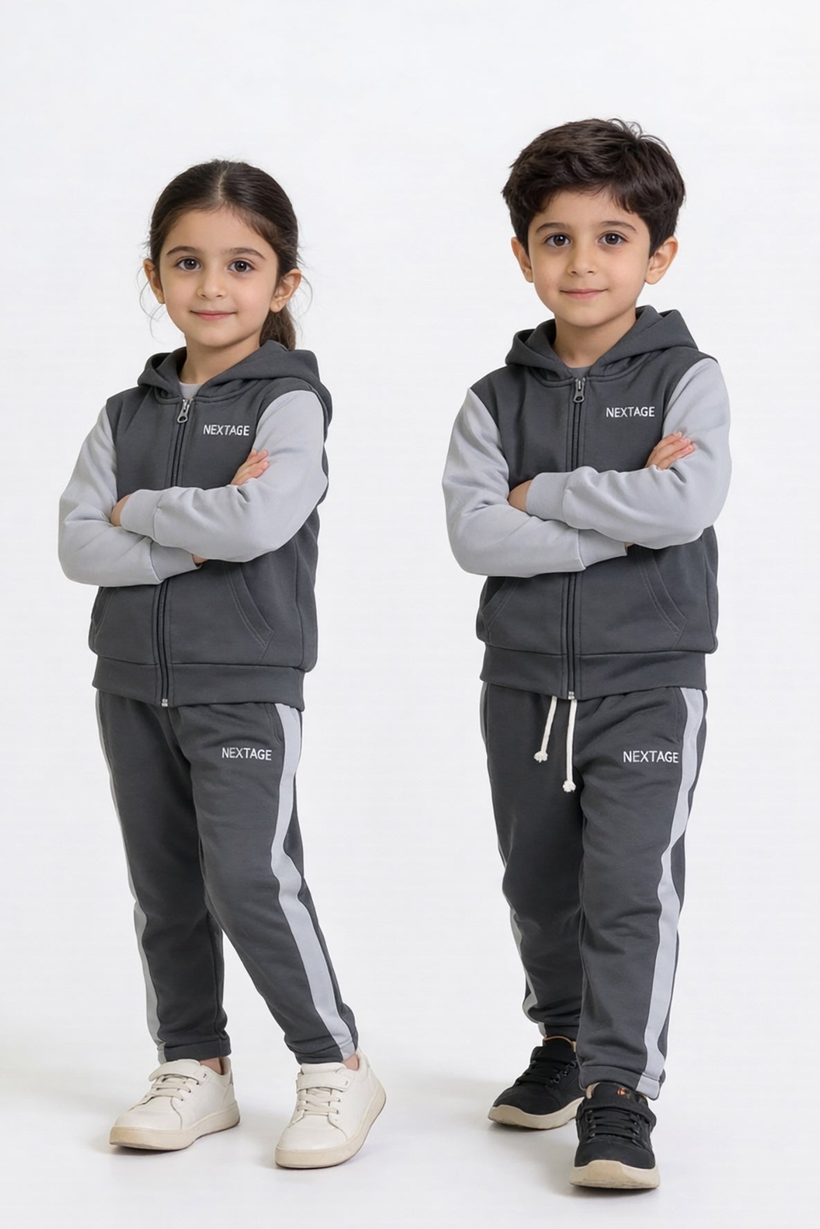 Charcoal Grey Zipper Tracksuit Image 2