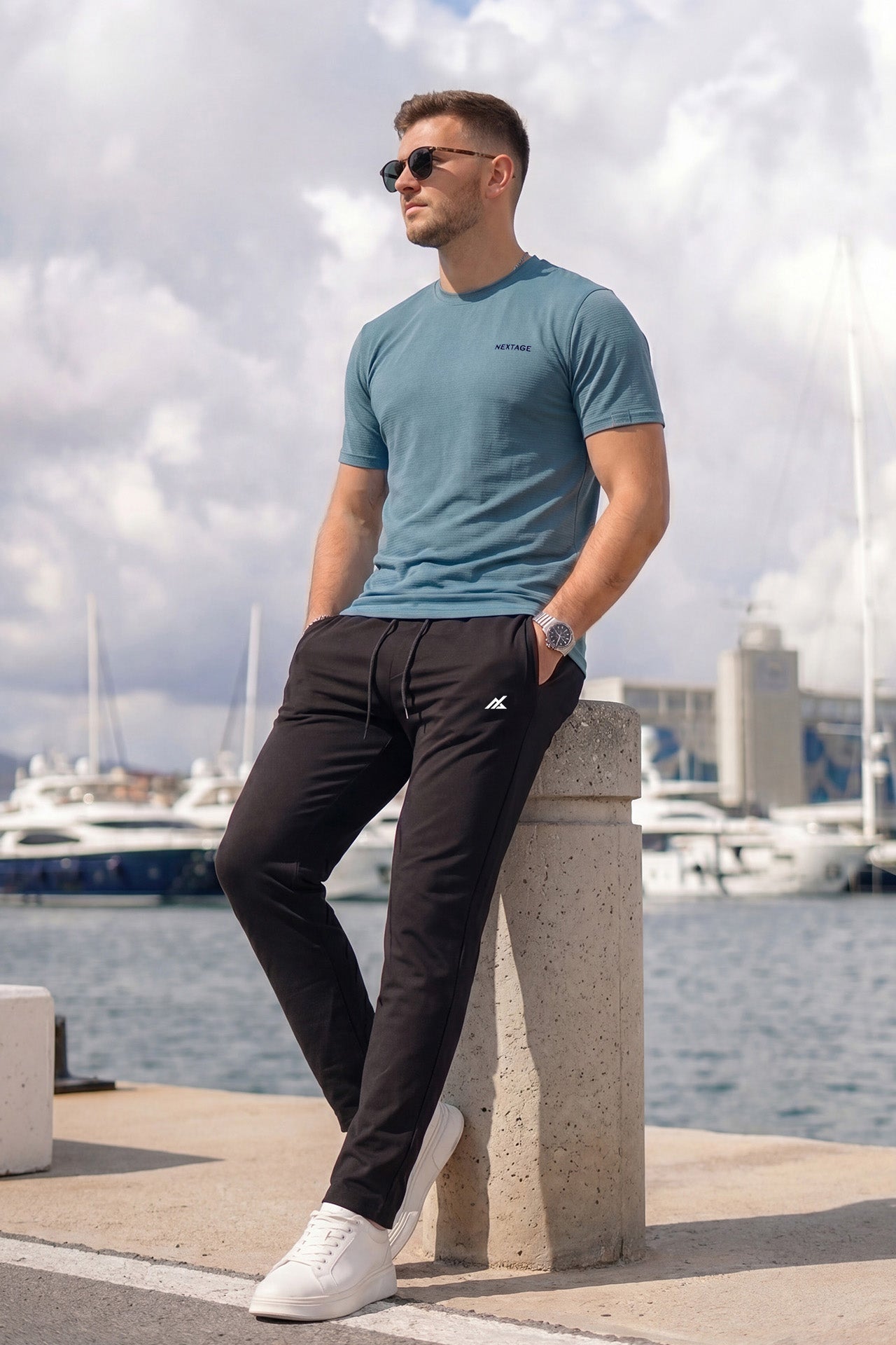 Premium Teal Mesh Crew Neck Tracksuit